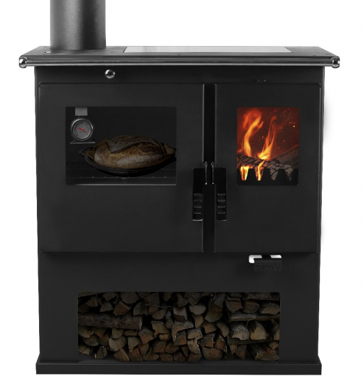 EEK A+ Premium-Holzherd, Beistellherd CS INOX links (Cerankochfeld + Edelstahlbackfach) -7,7 kW