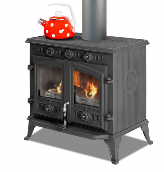 EEK A - Gusskaminofen mit Flügeltüren Modell JA006, Holz&Kohle - 9,8kW