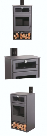 EEK A+ Kaminofen Juan Panadero NICE ECODESIGN mit Backfach - 8 kW Rauchrohr hinten