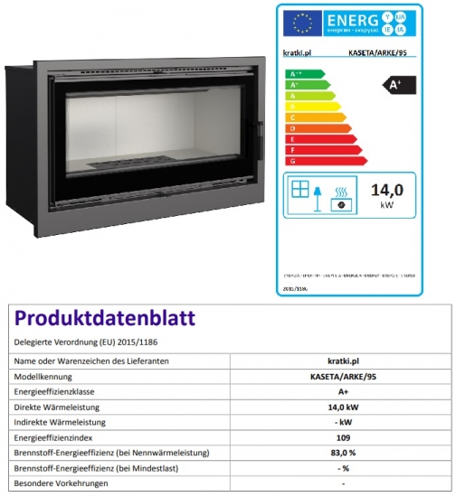 *EEK A+ - Kamineinsatz Kaminkassette Kratki Arke 14 mit 14 kW mit Warmluftgebläse
