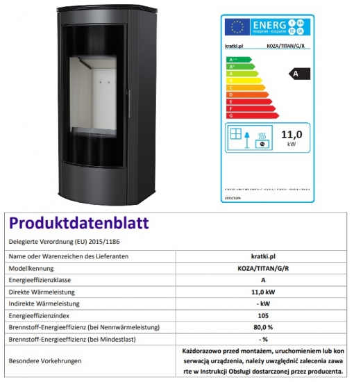*EEK A Kaminofen Kratki TITAN/G/R Panorama-Designglastür 11kW