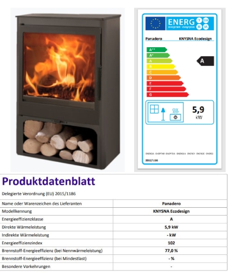 EEK A Kaminofen Panadero Knysna EcoDesign - 5,9 kW