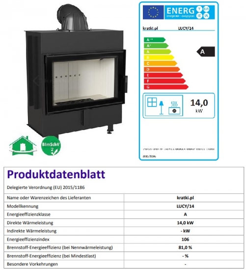 *EEK A - Kamineinsatz Kratki Lucy 14 mit 14 kW