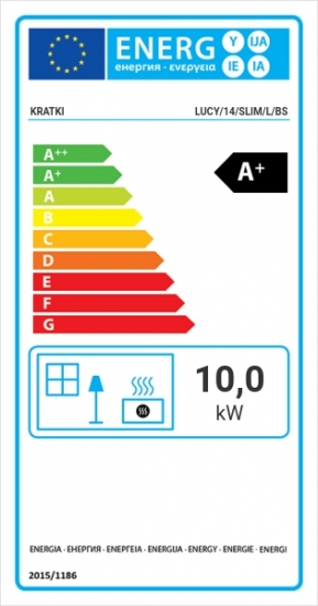 *EEK A+ Eck-Kamineinsatz Kratki LUCY/14/SLIM/L/BS mit Seitenglas links - 10kW