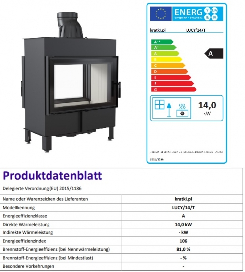 EEK A - Tunnel-Kamineinsatz Kratki Lucy 14 mit 14 kW