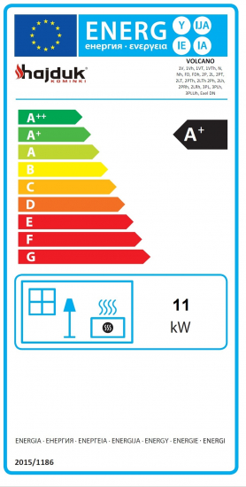 EEK A+ Kaminbausatz Pure Extra Hajduk VOLCANO 3PLh Panoramakamin mit 11kW