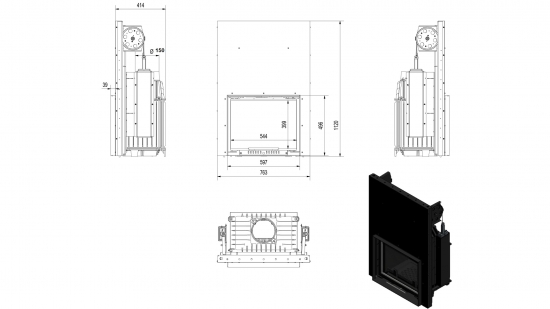 *EEK A Guss-Kamineinsatz Kratki MAJA/G !RR150mm!- 8kW + Hebetür + BIMSCHV II