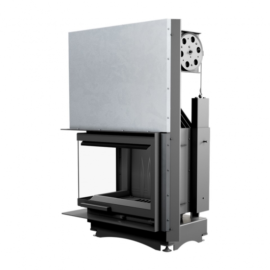 EEK A - Eck-Guss-Kamineinsatz Kratki MAJA/L/BS/150/G !RR150mm! Hebetür mit Seitenglas links - 8kW + BIMSCHV II