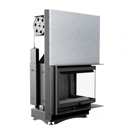 *EEK A - Eck-Guss-Kamineinsatz Kratki MAJA/P/BS/150/G !RR150mm! Hebetür mit Seitenglas rechts - 8kW + BIMSCHV II