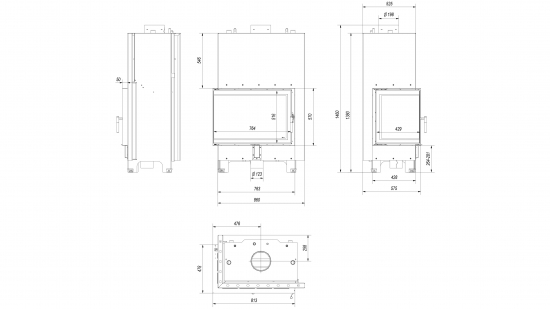 *EEK A+ Wasserführender Eck-Kamineinsatz Kratki MBA PW 17 links BS mit Klapptür - 17kW