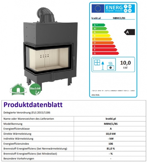 *EEK A - ECK-Kamineinsatz Kratki MBM 10 links BS mit 10 kW