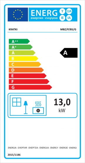 EEK A - Eck-Kamineinsatz Kratki MBZ 13 schwarze Acumotte mit Schiebetür, Seitenglas rechts - 13 kW