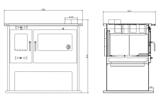 EEK A Küchenofen Holzherd Victoria VIKI LUX bordeaux - 10,5kW