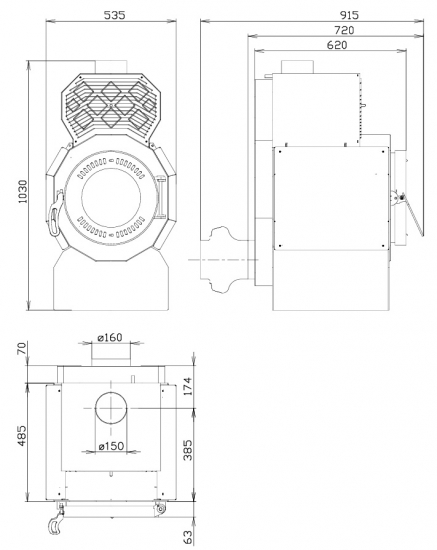 Warmluftofen DORY 14 mit Ventilator 14 kW
