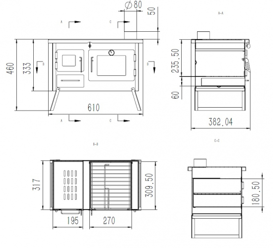Outdoor-Küchenofen Garten-Kamin Gartenküche "ERNA" Gartenofen Pizzaofen Grillkamin Holzbackofen