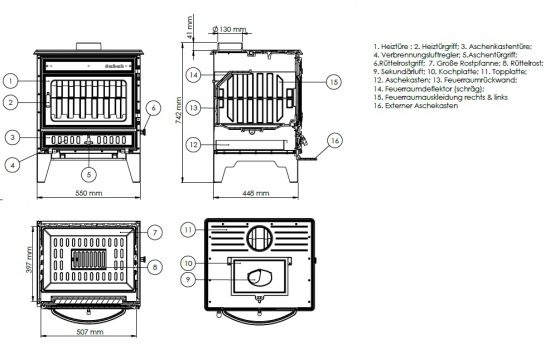 EEK A Kaminofen mit Herdplatte Modell S106 - 15,21kW