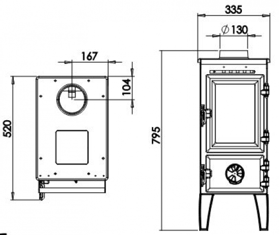 EEK A - Kleiner Dreischeiben-Kaminofen 304-3D mit Herdplatte - 7,23 kW
