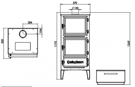 EEK A - Dreischeiben-Holzherd Modell 306-3D Backfach+Herdplatte - 12,87 kW