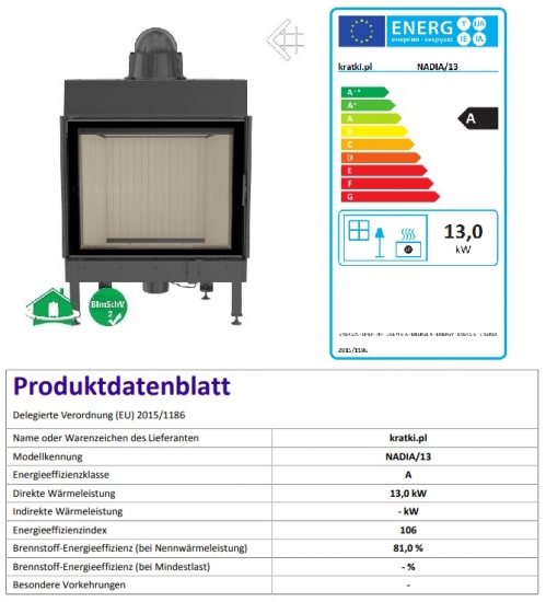 *EEK A - Kamineinsatz Kratki Nadia - 13 kW