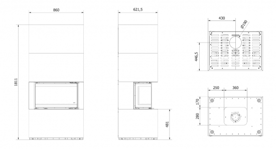 Kaminbausatz EASY STONE BOX Kratki NBC 7 - INDIAN BLACK 7KW