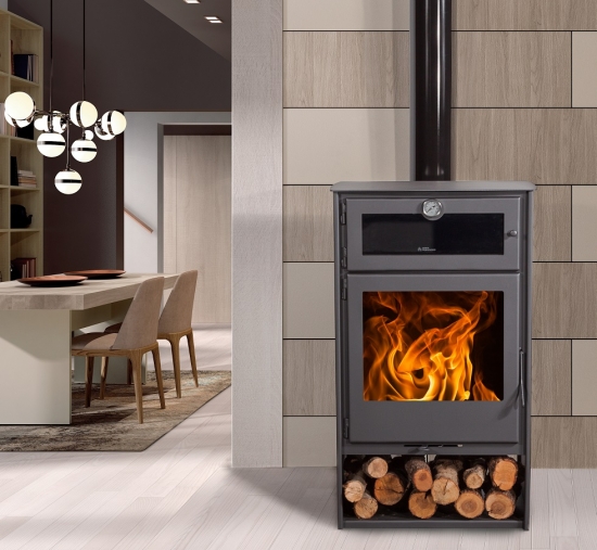 EEK A+ Kaminofen Juan Panadero NICE ECODESIGN mit Backfach - 8 kW Rauchrohr hinten