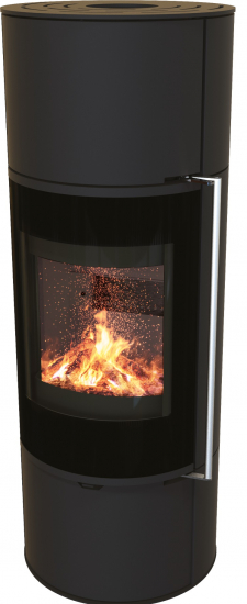 EEK A+ Runder Premium-Kaminofen Ottawa mit Speicherstein, schwarz - 6,3 kW