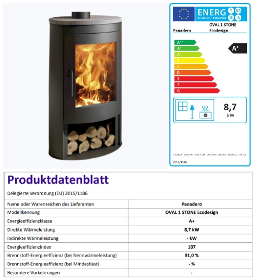 EEK A+ - Panadero OVAL 1 STONE EcoDesign - 8,7 kW