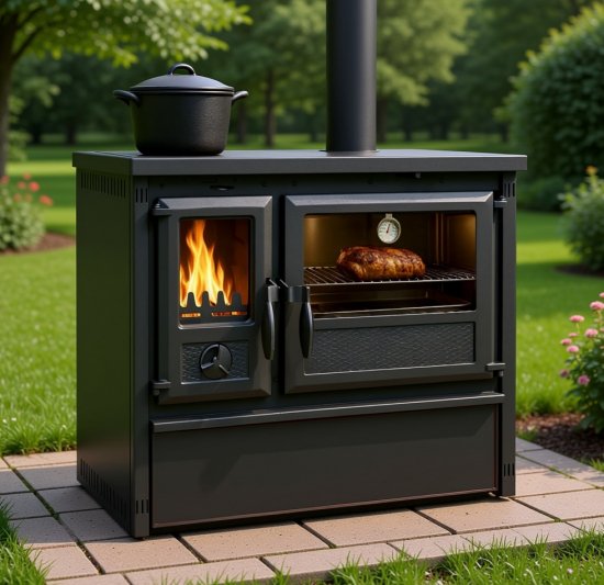 Outdoor-Küchenofen Außenherd Holzherd Modell Forno - schwarz - 6 kW