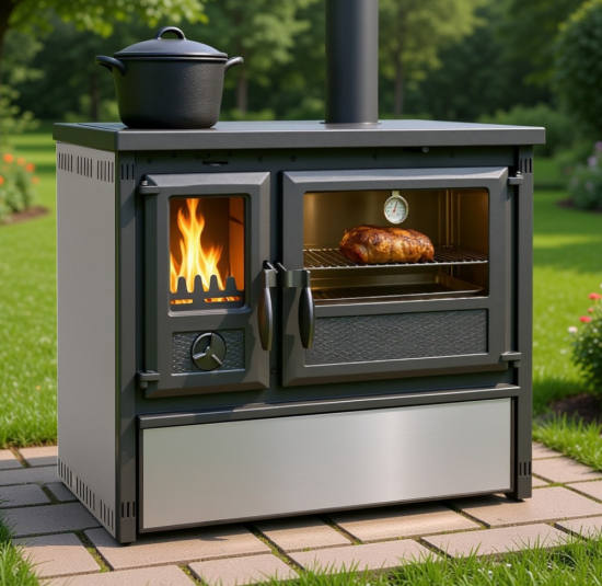 Outdoor-Küchenofen Gartenherd Holzherd Modell Forno - Edelstahl - 6 kW