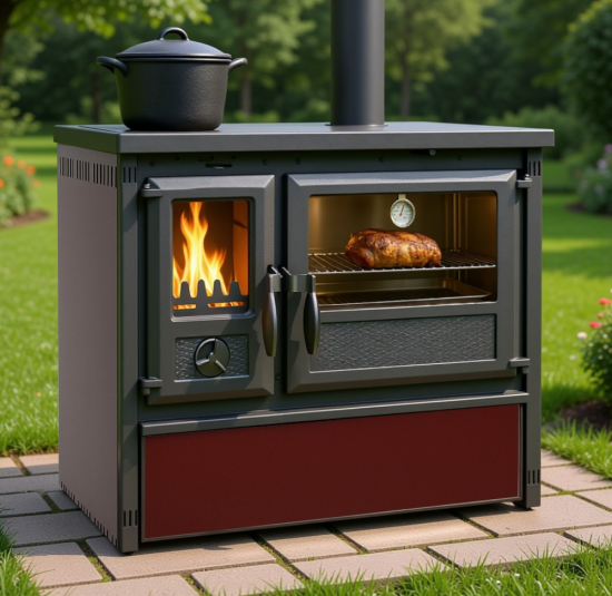 Outdoor-Küchenofen Außenküche Holzherd Modell Forno - bordeaux - 6 kW