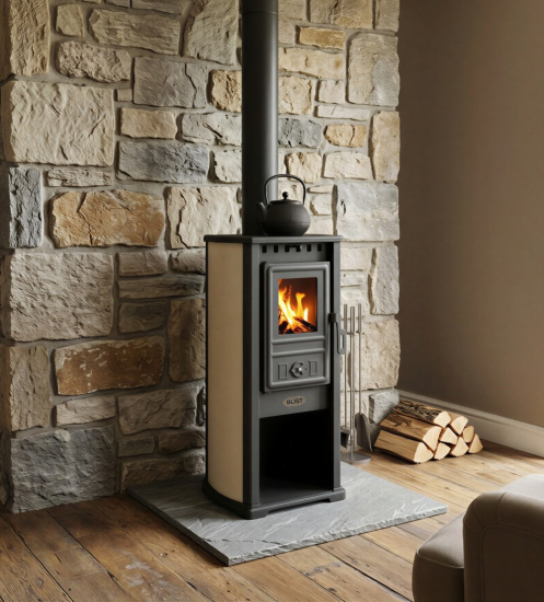 EEK A+ Kaminofen BERNA LUX G 4.0 creme mit 5,9 kW