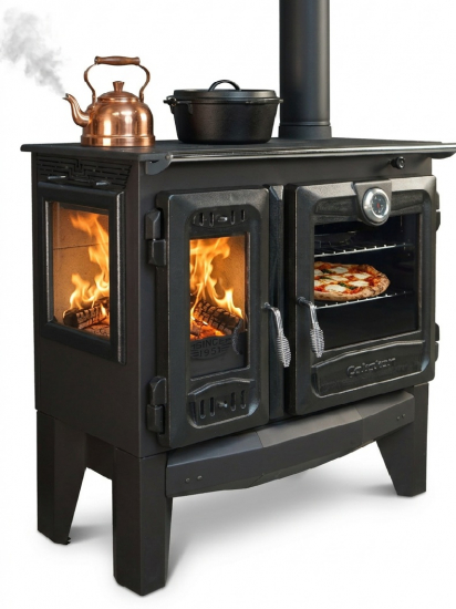 EEK A+ Panorama-Holzherd Modell 216-3D mit 8,97kW - Bauart 1 - viel Gusseisen