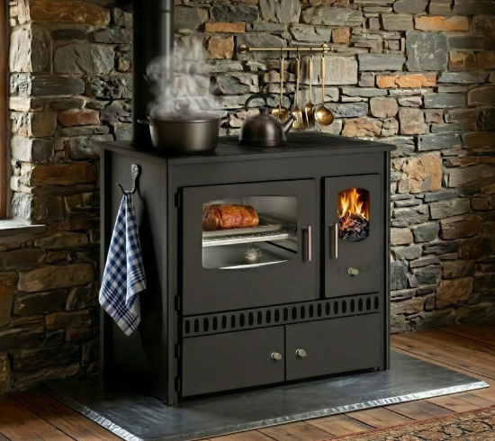 EEK A+ Küchenofen Holzherd P ECO INOX Edelstahlbackfach, linke Version - 7 kW