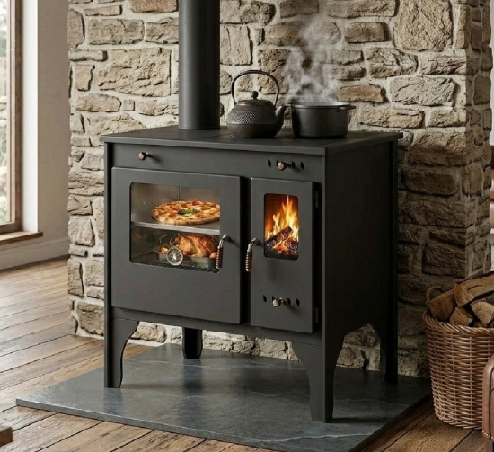EEK A+ Küchenofen Holzherd R ECO INOX mit Edelstahlbackofen, linke Version - 7 kW
