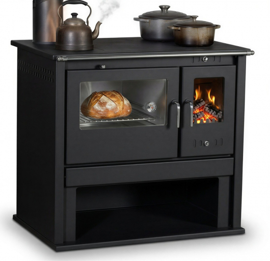EEK A+ Küchenofen Holzherd Victoria VIKI LUX links  mit Edelstahlbackfach schwarz BA1