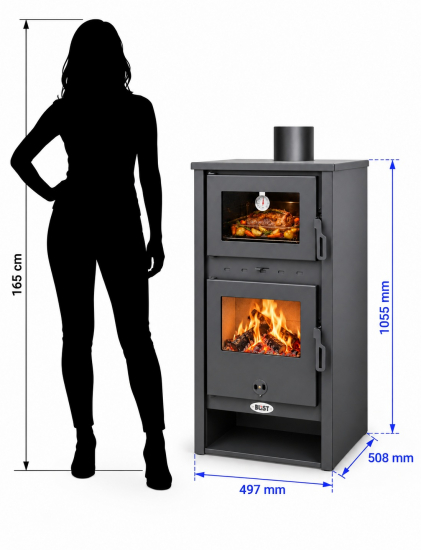 EEK A+ Kaminofen mit Backfach Napoli 5.0 mit 8,3 kW
