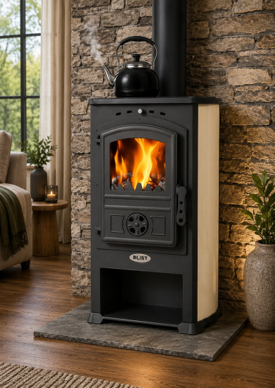 EEK A+ Kaminofen Modena 4.0 creme mit 7,4 kW