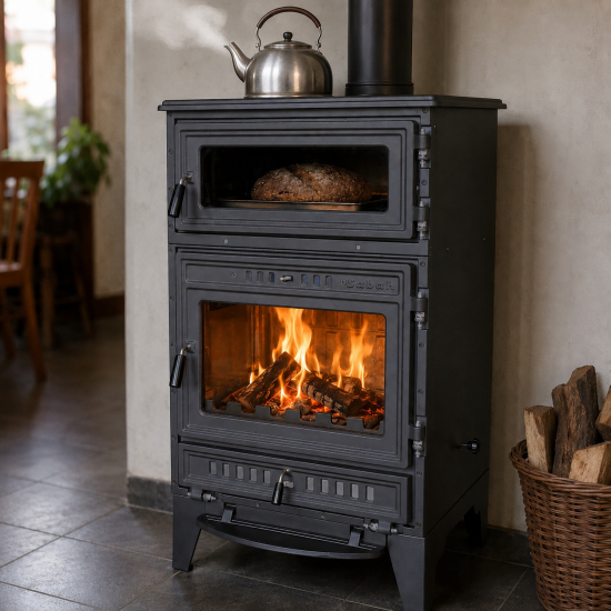 EEK A Kaminofen mit Backfach und Herdplatte Modell S107 - 15,9kW