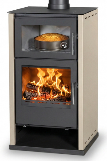 EEK A+ Kaminofen Victoria Regina F ivory mit Backfach + ext. Zuluft - 8,7 kW