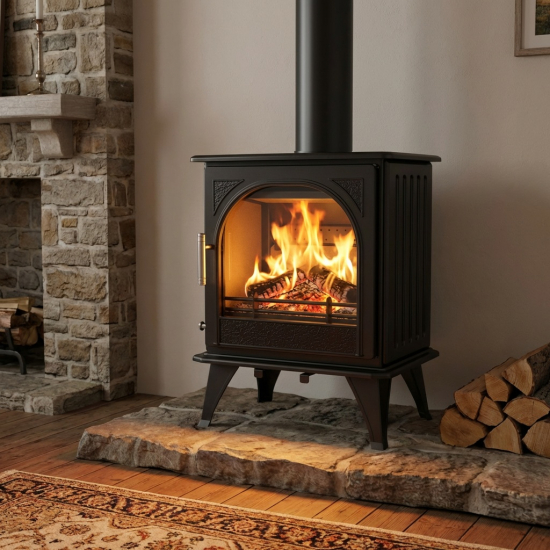 EEK A Gusskaminofen Z0827, externe Zuluft, Holz&Kohle + dauerbrandf. – 8 kW