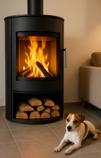 EEK A Ovaler Premium-Kaminofen Modell CN2 - XXL-Sichtglas mit 6,1 kW