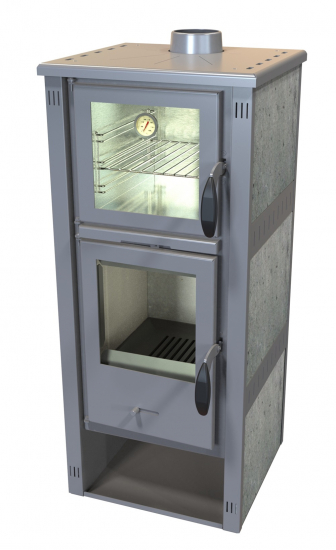 EEK A+ Kaminofen mit Backfach Pella SG mit Keramikverkleidung Specksteinoptik - 5,4kW