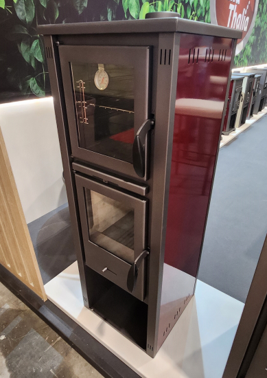 EEK A+ Kaminofen mit Backfach Pella SG Metall bordeaux - 5,4kW