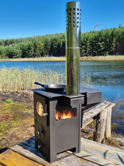 Pellet-Gartenofen "Holz&Pellet" mit Herdplatte, Zeltofen, Terrassenofen, Camping - Propan-Alternative, tragbar, kaum Rauch