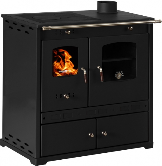 EEK A+ Küchenofen Holzherd Perfect ECO LUX schwarz, rechte Version - 7,38 kW Dauerbrandherd