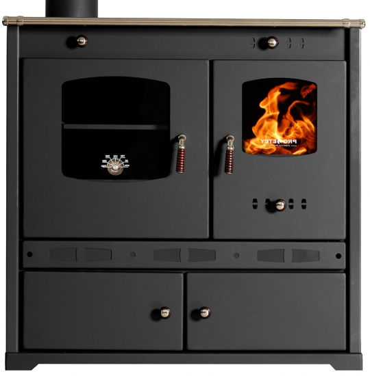 EEK A+ Küchenofen Holzherd Perfect ECO LUX schwarz, linke Version - 7,38 kW Dauerbrandherd