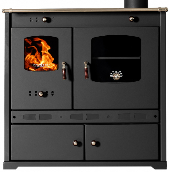 EEK A+ Küchenofen Holzherd Perfect ECO LUX schwarz, rechte Version - 7,38 kW Dauerbrandherd