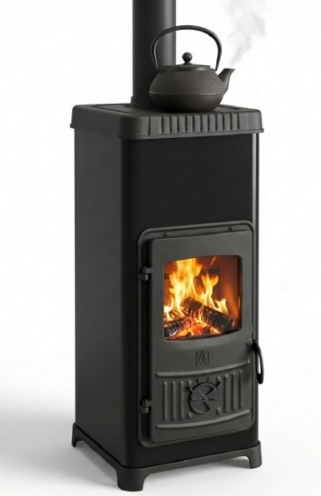 EEK A+ Kaminofen Plamen Dora 10N SCHWARZ mit Herdplatte - 7,2kW