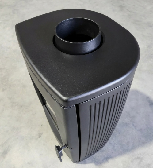 EEK A+ Design-Gusskaminofen Plamen Gala schwarz, raumluftunabhängig - 8kW