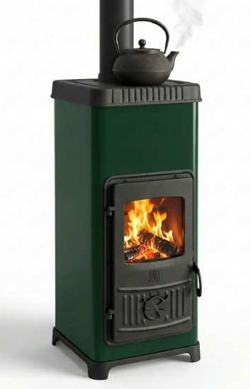 EEK A+ Kaminofen Plamen Dora 10N GRÜN mit Herdplatte - 7,2kW